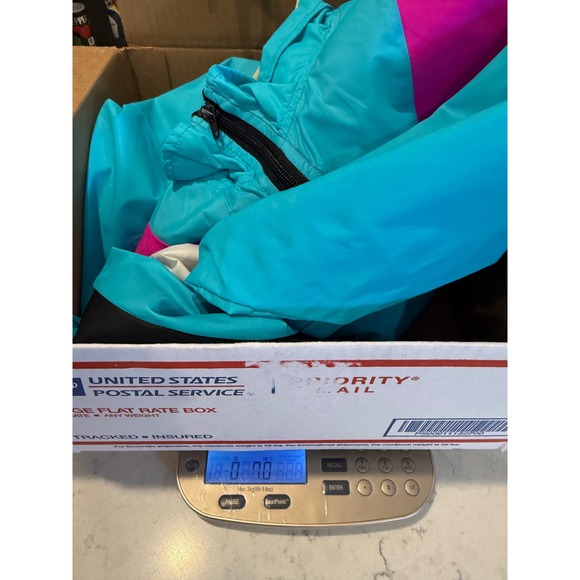 Amscan Retro 80s 90s Colorblock Windbreaker Jacket Blue Pink Chevron Zip Up - Picture 7 of 10